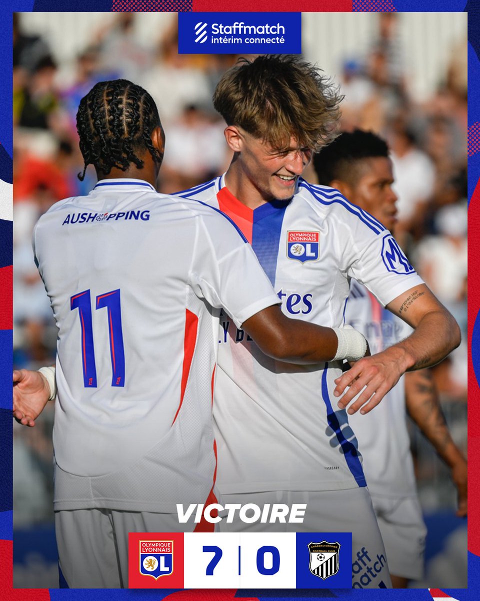 OL's tweet photo. 💪 Une large victoire pour débuter cette saison 24/25 🔴🔵
En s'imposant 7 buts à 0 face à Chassieu-Décines, nos Gones entament parfaitement leur préparation ! 🦁🔥
7-0 #OLCDFC https://t.co/ICwkE9P2eM