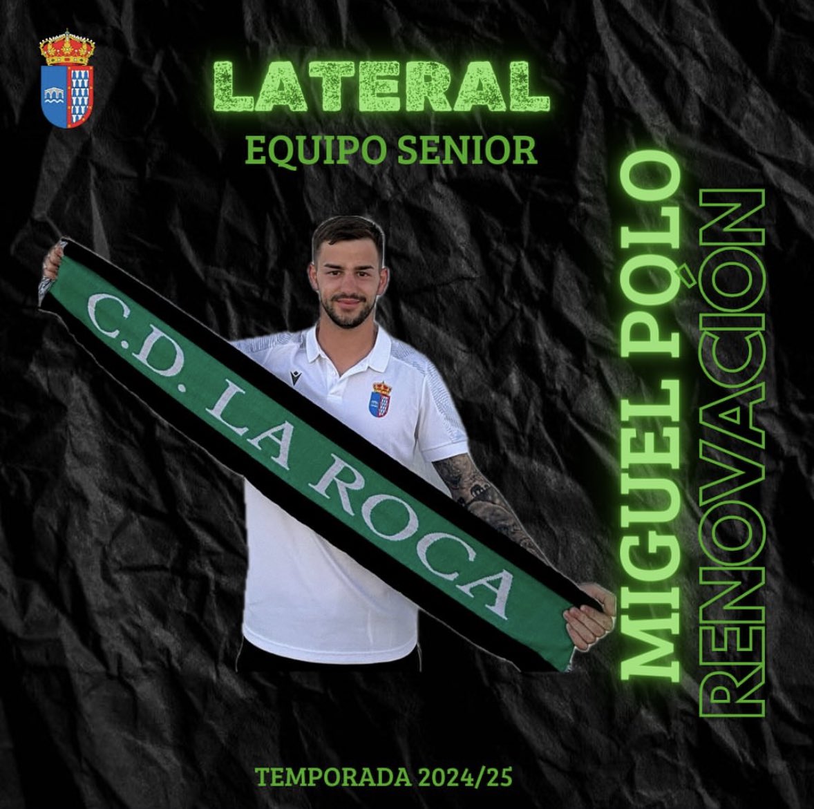 ¡SÉPTIMA RENOVACIÓN DEL EQUIPO SENIOR! 

Miguel es un lateral izquierdo, con gran habilidad y recorrido por la banda, que se suma un año más a este equipo para darlo todo hasta el final. 

🙌🏾 ¡GRACIAS MIGUEL! 🙌🏾

#lailusionquenosune #sentimientoverdinegro💚🖤