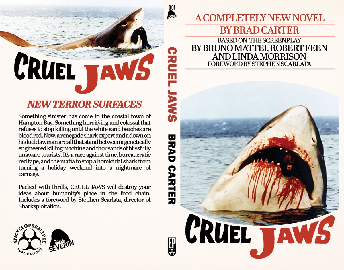 EnPocalypsePub's tweet photo. 🚨NEW TITLE ANNOUNCEMENT🚨

Brad Carter's novelization of CRUEL JAWS is getting an upgrade! 

Originally part of @SeverinFilms' release of the now OOP blu, this will now be available to everyone. 

Now with a foreword by @StephenScarlata and photo gallery

Available 7/30/2024 https://t.co/Z2aV4lXqOl