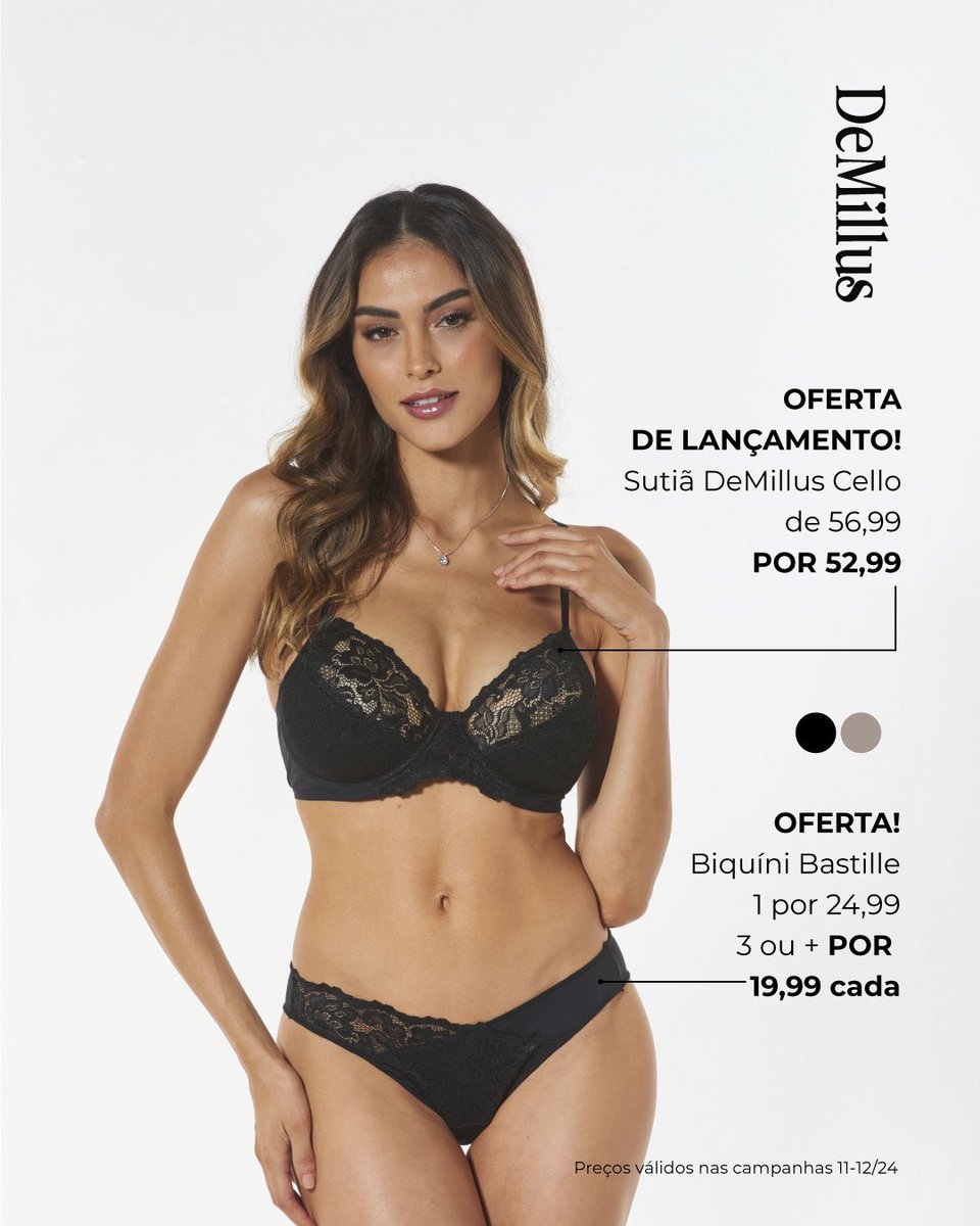 demillusbr's tweet photo. NOVO SUTIÃ! Aproveite a OFERTA DE LANÇAMENTO! 
Com taças sem espuma e com aro, efeito redutor - muito chique e confortável. Decote em renda elástica e parte inferior das taças em elastano power para efeito redutor. 

 #DeMillus #DeMillusLovers #DeMillusBr #RevendaDeMillus https://t.co/DRh5l2pCRB