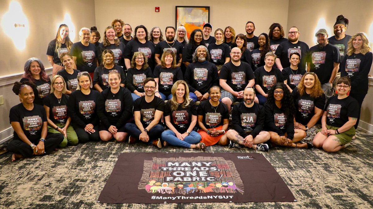 nysut's tweet photo. This weekend, NYSUT members and leaders took part in two different programs, this year’s Social Justice Academy and RISE for Educators, a new evidence-based mindfulness program to help counter stress. #NYSUTStrong #ManyThreadsOneFabric https://t.co/6Es6twgNmk