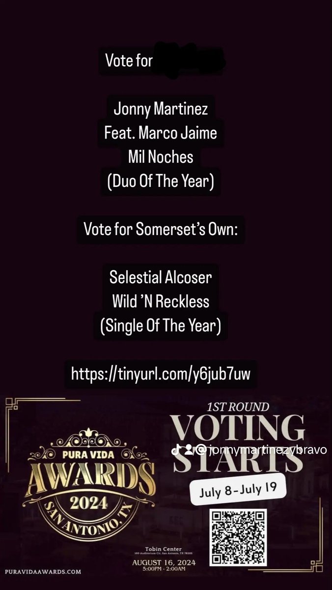 jonnymartinez87's tweet photo. I humbly ask for your vote for 
Duo of the year

Jonny Martinez/Marco Jaime

Single of the year

Selestial Alcoser https://t.co/zgo4LaOcNs