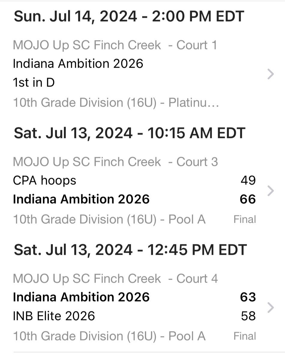 2026 Indiana Ambition Elite (@ambition_2026) on Twitter photo Impressive wins today puts Ambition 2026 in to the Platinum Championship bracket tomorrow at 2:00EST. Letβs go! <a href="/Coachmitchlew/">Ambition Basketball</a> <a href="/ClintonByrd6/">Coach Randy Byrd</a> @USAYouthHoops <a href="/PrepHoopsIN/">Prep Hoops Indiana</a> Impressive wins today puts Ambition 2026 in to the Platinum Championship bracket tomorrow at 2:00EST. Letβs go! <a href="/Coachmitchlew/">Ambition Basketball</a> <a href="/ClintonByrd6/">Coach Randy Byrd</a> @USAYouthHoops <a href="/PrepHoopsIN/">Prep Hoops Indiana</a>