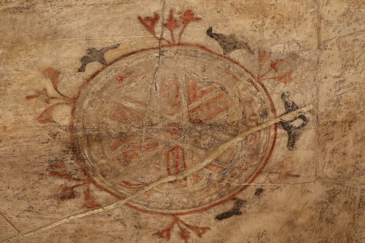 EYbirder's tweet photo. 3 of 5 motifs c 14C at Aljaferia Palace Torre del Trovador, Zaragoza (2015)

1. Islamic calligraphy translation The Empire is from There

2 Islamic influenced motif

3. Christian motif with names Amor, Eneas and Venus

ceiling material unknown 
@Portaspeciosa @leshuguenots https://t.co/ax2UJ2L9MF