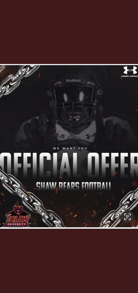Eddie Brown III (@eddiebrowniii1) on Twitter photo So thankful and blessed to receive a scholarship offer to Shaw University! I personally want to thank my family, coaches and teammates who have supported me along this journey. To God Be the Glory!!!
<a href="/ShawUFootball/">Shaw U. Football</a> <a href="/coachsharpe23/">Derrick Sharpe</a> <a href="/coachkline76/">Thomas Kline</a> <a href="/CoachDargan/">Cedric Dargan</a> <a href="/CoachJaimieT/">Coach Jaimie</a> <a href="/CDre1911/">Coach Andre George</a> So thankful and blessed to receive a scholarship offer to Shaw University! I personally want to thank my family, coaches and teammates who have supported me along this journey. To God Be the Glory!!!
<a href="/ShawUFootball/">Shaw U. Football</a> <a href="/coachsharpe23/">Derrick Sharpe</a> <a href="/coachkline76/">Thomas Kline</a> <a href="/CoachDargan/">Cedric Dargan</a> <a href="/CoachJaimieT/">Coach Jaimie</a> <a href="/CDre1911/">Coach Andre George</a>