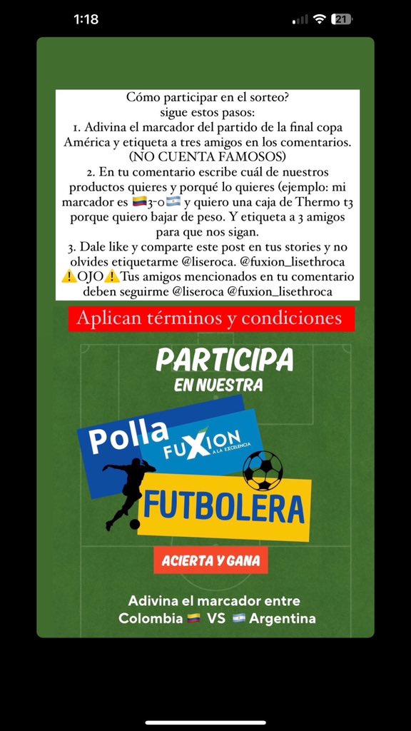 Vayan a participar en mis redes sociales <a href="/liseroca/">Liseth Roca Lemus♡</a> en Instagram y gana tu caja fuxion. 

instagram.com/p/C9XvrXeOOKE/…