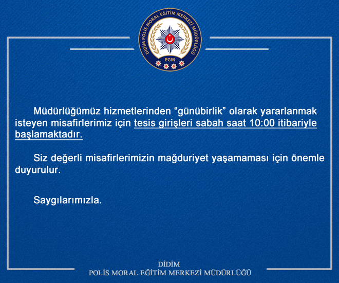 DidimPMEM's tweet photo. Günübirlik giriş saatleriyle ilgili duyuru https://t.co/YA6xULgMDX