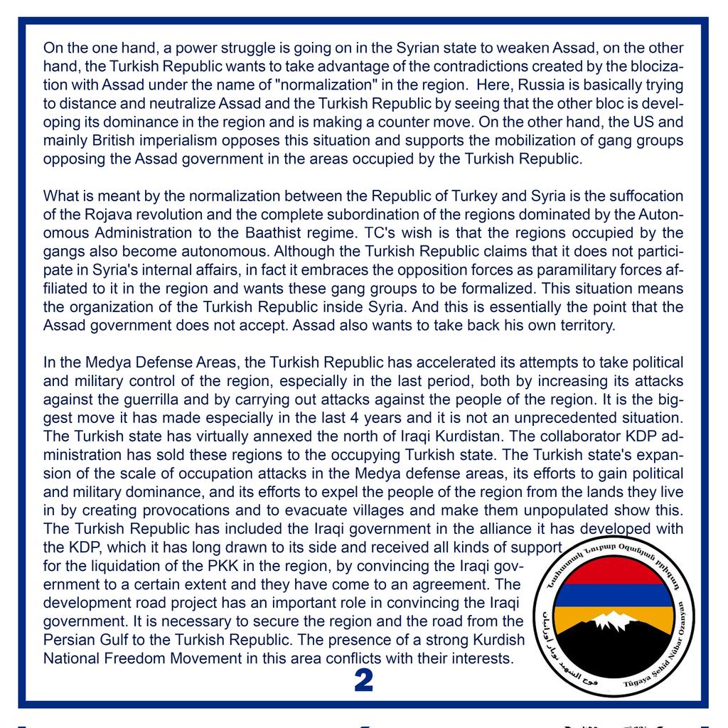 ArmeniaRojava's tweet photo. Monthly political analysis from the Martyr Nubar Ozanyan Battalion. Part 1
#NubarOzanyan #InvadingTurkishArmy https://t.co/WPL28XszZd