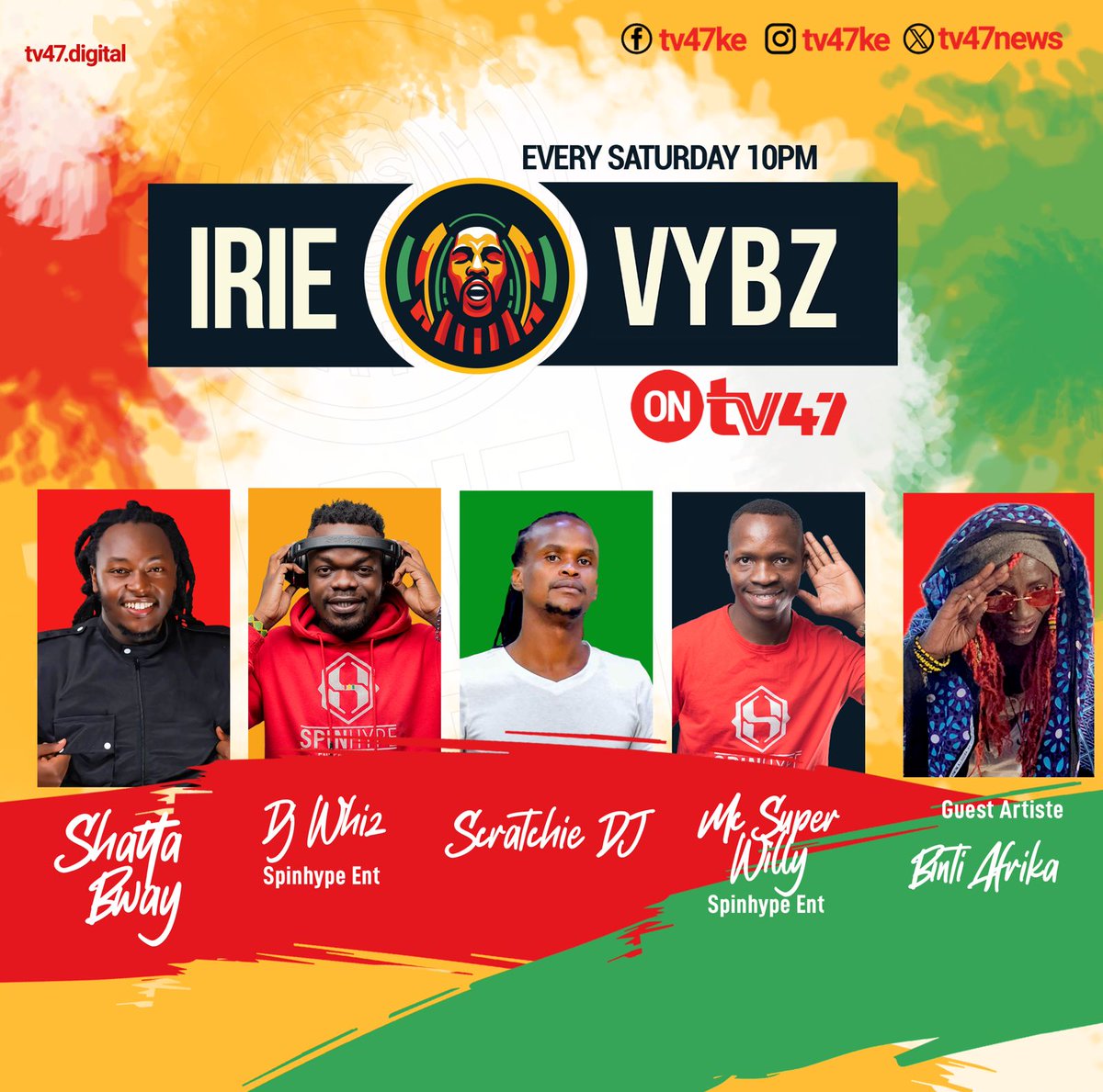 Masaa ni ya doba #IRIEVYBZTV47 coming your way hivi sasa.
@ShattaTikiTaka is about to mashup di place. Mgeni wetu waleo ni nani? ...Ni Biniti Afrika kaa chonjo mambo itakuwa best.
DJ Whiz ,Scratchie DJ na hypeman MC Super Willy watawasha moto kwa sitting room yako.
<a href="/einonda/">Emmanuel Inonda</a>