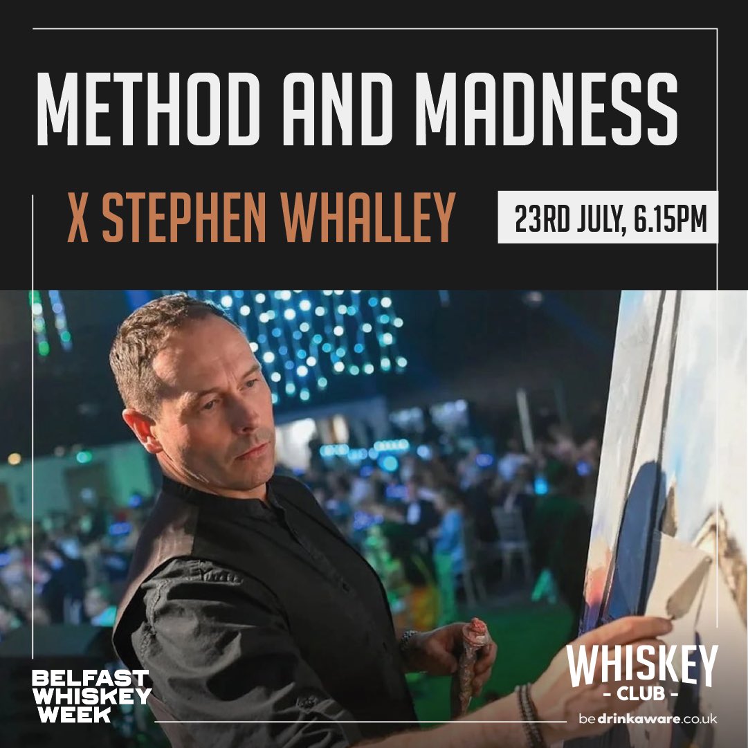 Each expression of METHOD AND MADNESS pushes the boundaries of cask influence and flavour profiling. Enjoy a selection of their colourful range during <a href="/BelWhiskeyWeek/">BelfastWhiskeyWeek</a> whilst soaking up the expertise of artist Stephen Whalley.

Book now: whiskeyclub.com/events/method-…