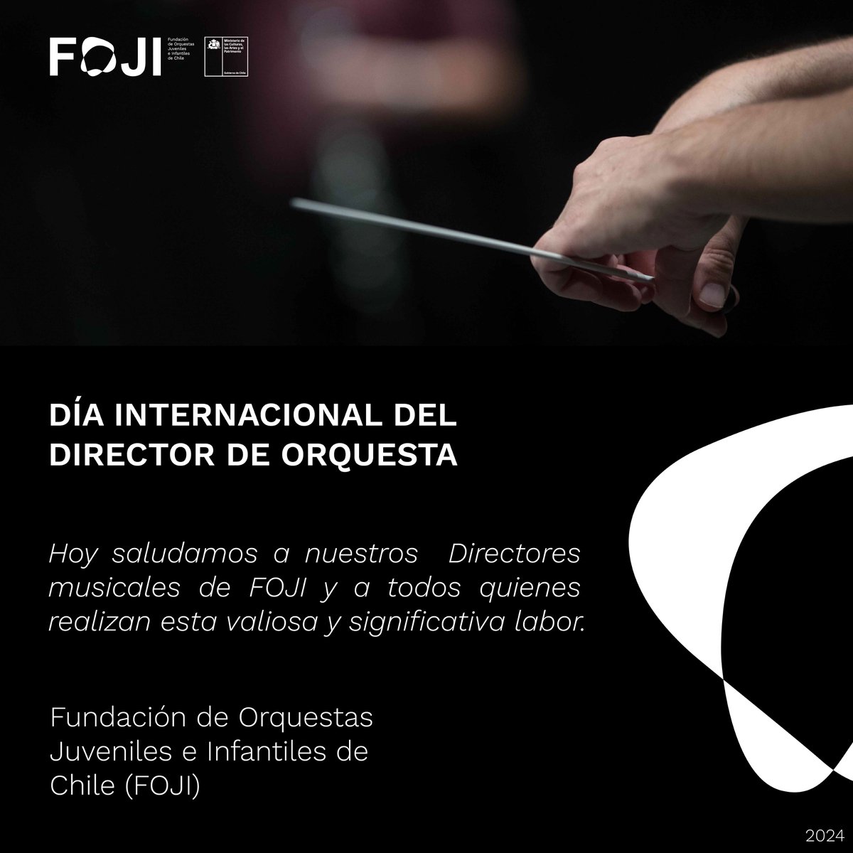 La Fundación de Orquestas Juveniles e Infantiles de Chile (FOJI) celebra y reconoce en el Día Internacional del Director de Orquesta a nuestros directores y directoras musicales, por su valiosa y significativa labor dirigiendo a las orquestas de FOJI.
Hacemos extensivos nuestros