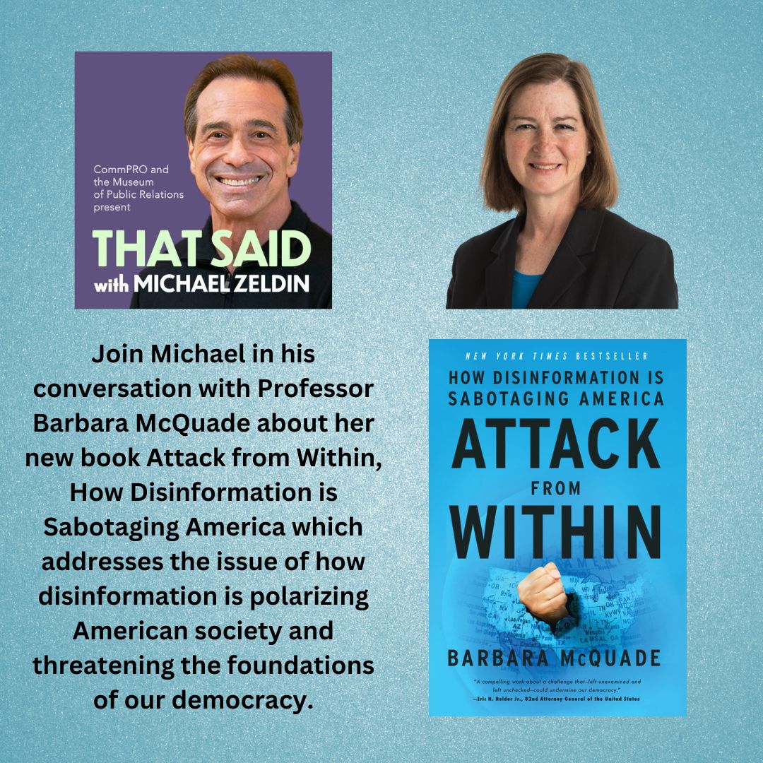 mswmediapods's tweet photo. .@BarbMcQuade talks with Michael about her new book Attack from Within in the latest episode of That Said with @MichaelZeldin.
#attackfromwithin #misinformation
Listen anywhere you get your podcasts
https://t.co/90UBPaZ2ug https://t.co/OBuWfKJrKY