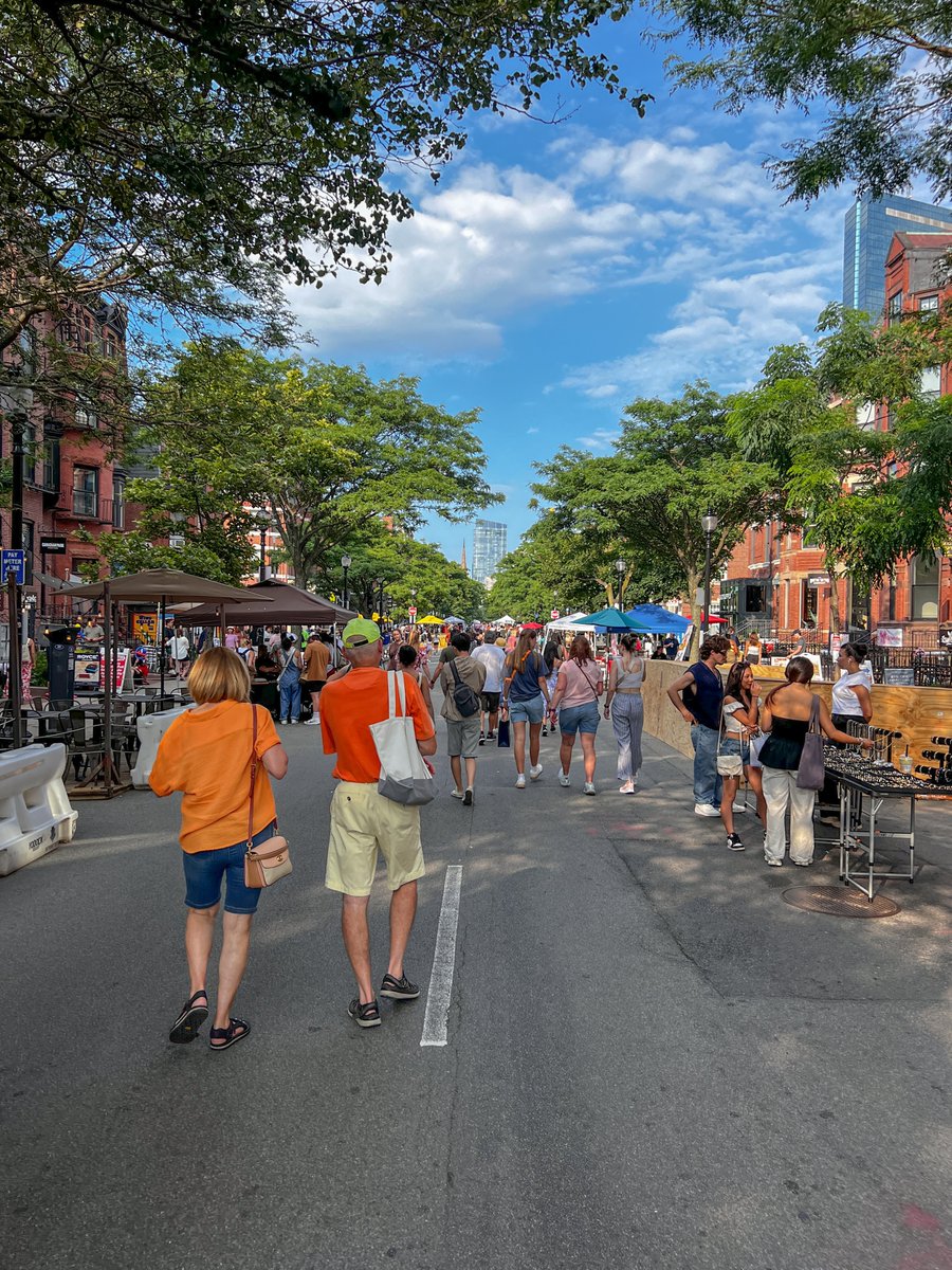 We overlook the immense opportunity locked away in our streets at our own peril when we view them solely as SPACE to move and store vehicles instead of a PLACE to connect, build community &amp; support thriving local economies. 

📍Newbury Street, Boston