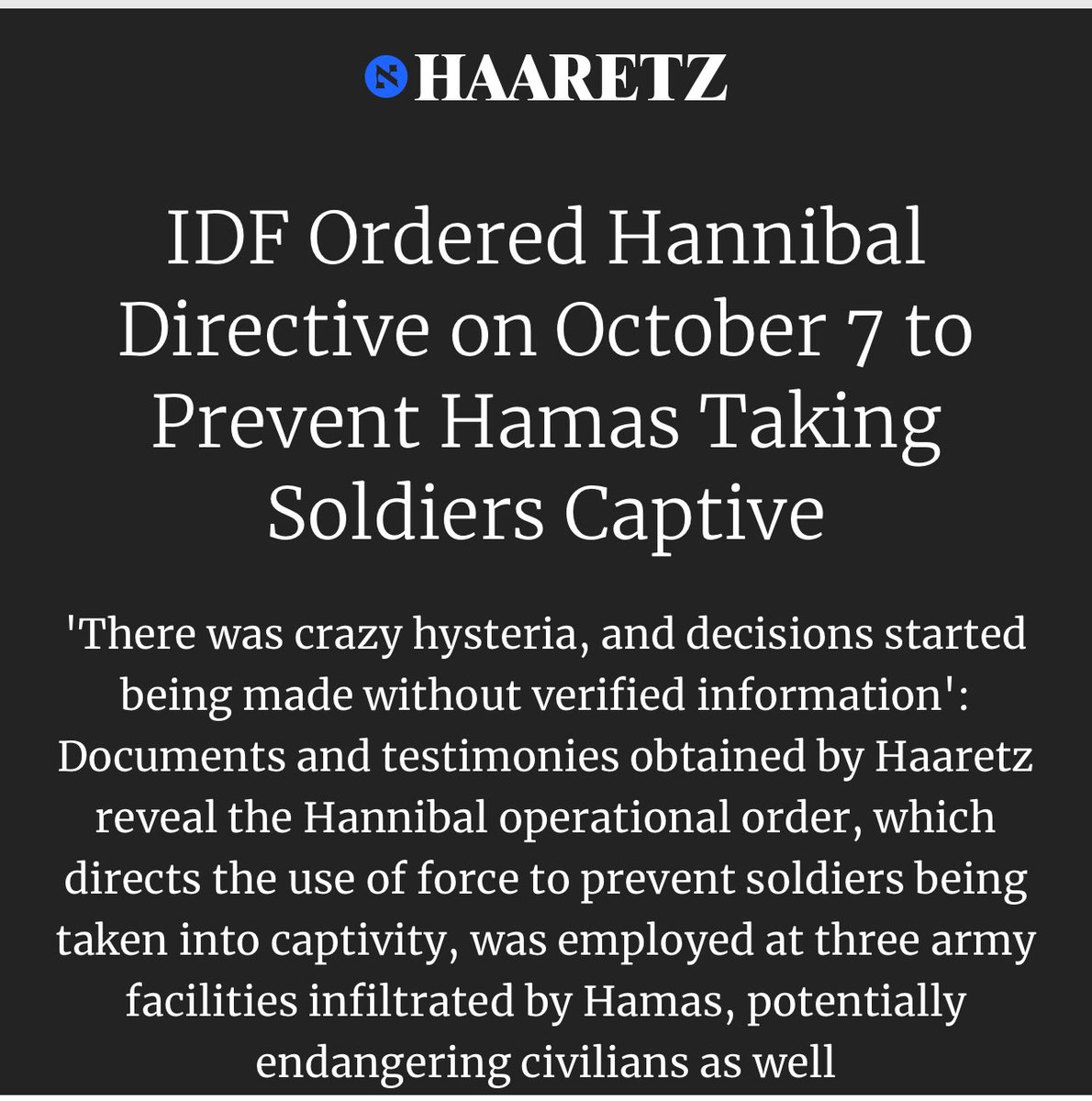 wickdchiq's tweet photo. So…we’re going to ignore this? It’s one of the biggest stories of the genocide in Gaza and changes the lens on those who were believed to be killed by Hamas. It debunks reports of Hamas mass rapes, beheaded babies, babies in the oven, etc but I’m not seeing much from #cdnmedia https://t.co/76mGSPyFoN