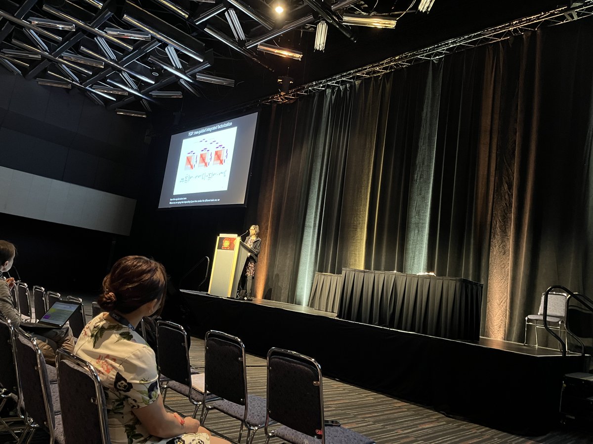 HiTSeq 2024 (@hitseq) on Twitter photo #ISMB2024 We open the <a href="/HiTSeq/">HiTSeq 2024</a> track with our wonderful first keynote speaker, Sushmita Roy <a href="/sroyyors/">Sushmita Roy @sroyyors.bsky.social,genomic.social</a>, enlightening us about how changes in 3D genome organization lead to transcriptional changes and unsupervised learning methods for regulatory genomics! #algorithms #genomics #ISMB2024 We open the <a href="/HiTSeq/">HiTSeq 2024</a> track with our wonderful first keynote speaker, Sushmita Roy <a href="/sroyyors/">Sushmita Roy @sroyyors.bsky.social,genomic.social</a>, enlightening us about how changes in 3D genome organization lead to transcriptional changes and unsupervised learning methods for regulatory genomics! #algorithms #genomics
