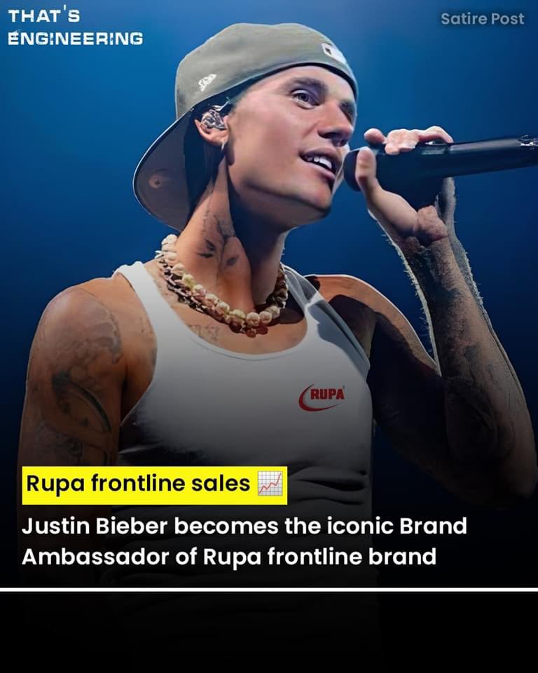 dilbag_koundal's tweet photo. Just wow 🤩 Famous Canadian Pop Singer Justin Bieber becomes the most iconic Brand Ambassador of Rupa Frontline Brand. He got this deal while Performing in Anant Ambani's Pre-Wedding Party. @justinbieber
.
#satirepost #memes #trolling #justinbieber https://t.co/Uy7ilQ7IlF