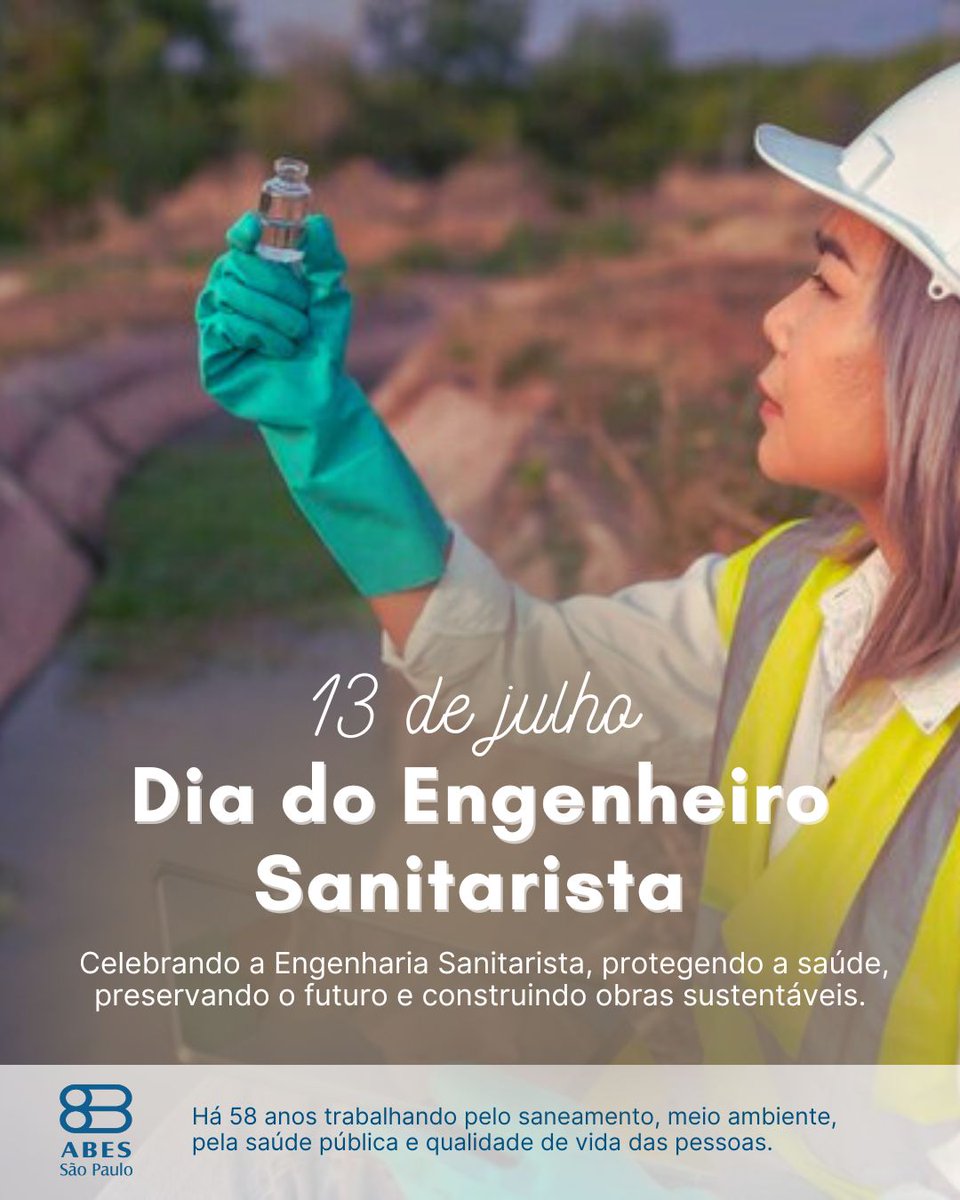 🗓Celebrado em 13 de julho, o Dia do Engenheiro Sanitarista homenageia a atividade dos profissionais que atuam no avanço do setor de saneamento aliado à sustentabilidade e respeito ao meio ambiente. 

🤝Parabéns a todos os engenheiros e engenheiras sanitaristas do país!