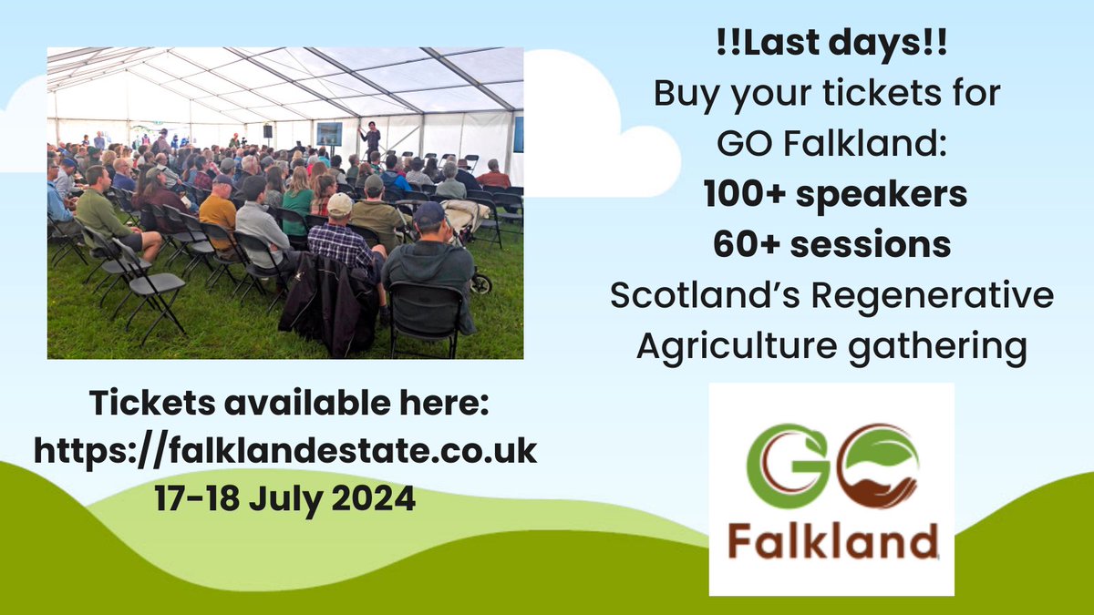 📢Don’t miss out📢
Get your tickets for #GoFalkland now and join us for what is going to be a great event next week!

🎟️Tickets available here ⬇️⬇️
falklandestate.co.uk/event/go-falkl…

#GoFalkland #regenerativeagriculture 
#regenerativefarming #groundswell #soilhealth #goodfoodnation