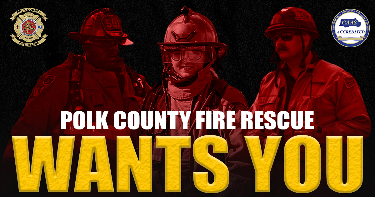 Polk Fire Rescue (@polkfire) on Twitter photo Polk County Fire Rescue wants you to join our team!
#PCFR is looking for motivated fire and EMS professionals who want to make a difference. Learn more at ow.ly/p8MN50SzMHR.
If you have questions, contact Betzilacounte@polk-county.net or call (863) 519-7348. Polk County Fire Rescue wants you to join our team!
#PCFR is looking for motivated fire and EMS professionals who want to make a difference. Learn more at ow.ly/p8MN50SzMHR.
If you have questions, contact Betzilacounte@polk-county.net or call (863) 519-7348.