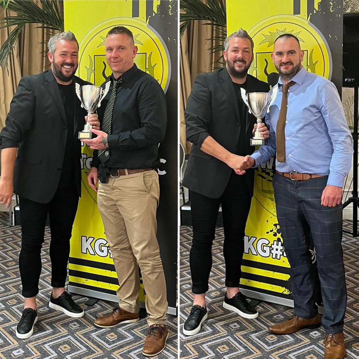 kidtownafc's tweet photo. Our joint Reserve Team players of the year, Mark Johns and Daniel Ciano, pictured with Wales U21s coach Matty Jones 🏴󠁧󠁢󠁷󠁬󠁳󠁿⚽️ @burnspetfood @BurnsFarmShop @AllWalesSport @cafl_social https://t.co/YYV9saZTXw
