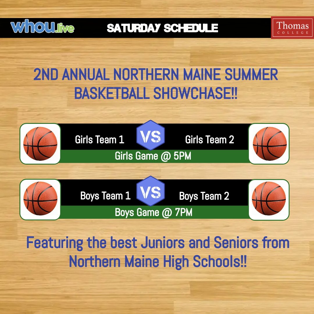 WHOU_Live's tweet image. We got summer hoops on tap tonight! Watch as the best juniors and seniors from Northern Maine show of their skills in this exhibition event! It starts at 5PM from Fort Fairfield High School! #mesports #MEHoops