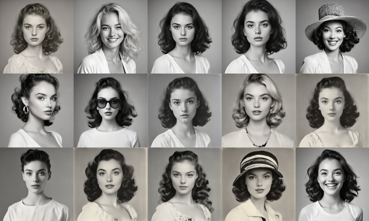 Petits tests avec le nouveau générateur d'images IA de <a href="/Vittascience/">Vittascience</a> avec pour prompt de base "Portrait d'une jeune actrice. Noir et blanc. Style studio Harcourt."
fr.vittascience.com/ia/image-gener…