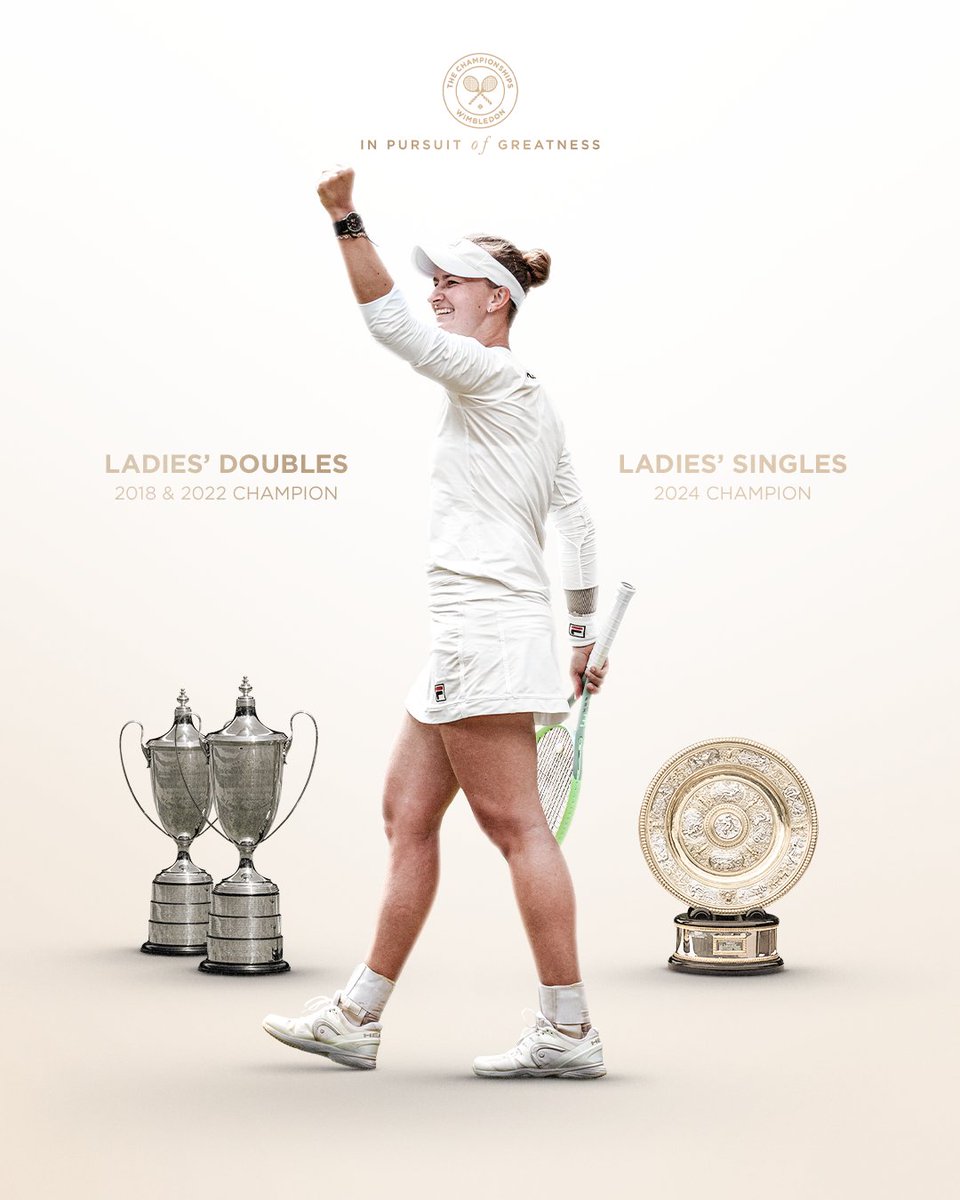 Wimbledon's tweet photo. Adding to the collection 🏆

Barbora Krejcikova is now a #Wimbledon champion in both singles and doubles 👏 https://t.co/c253XILtTj