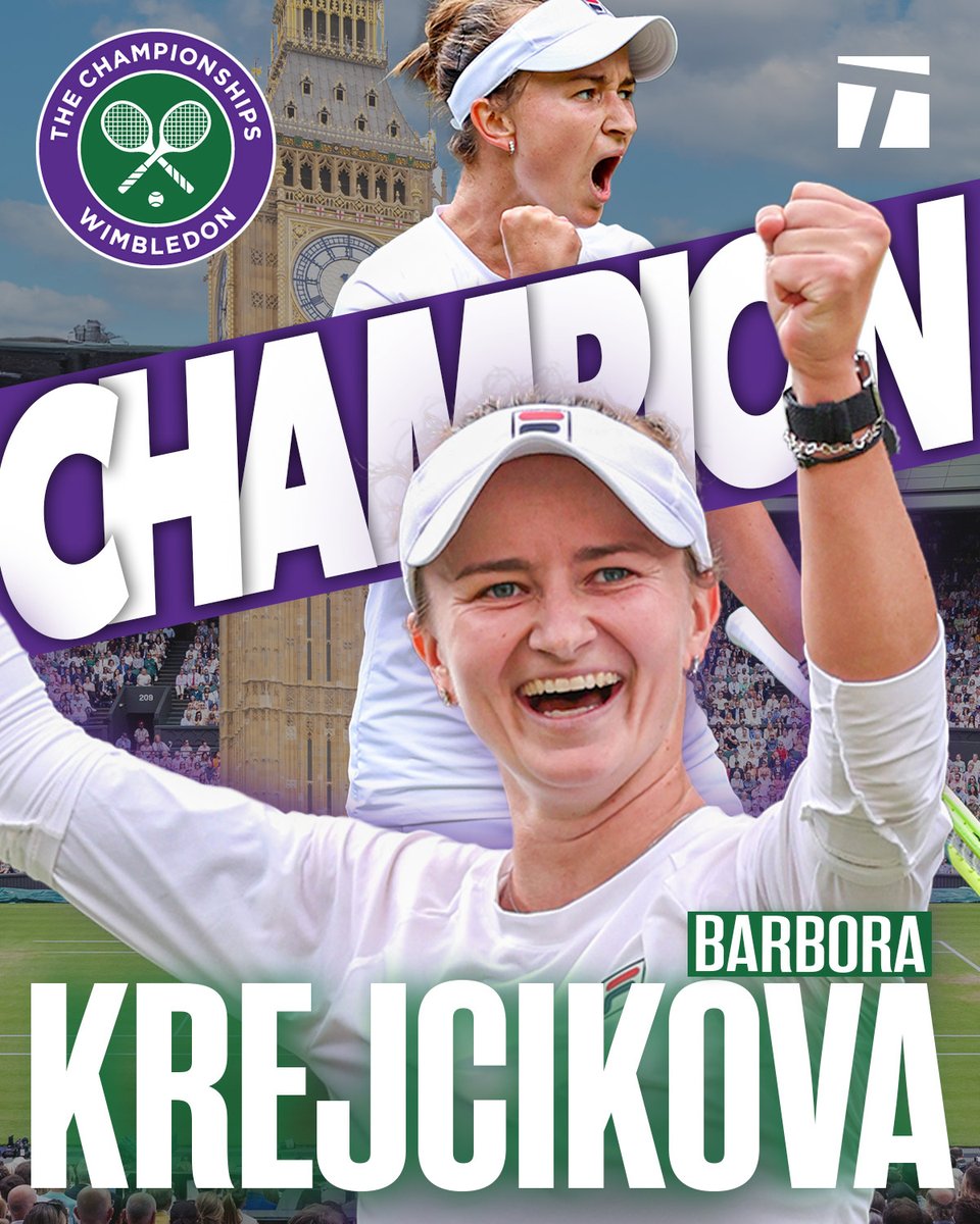TennisChannel's tweet photo. Roland Garros 2021 ➡️ Wimbledon 2024 🤯 

Give it up for Barbora Krejcikova, the 2024 Ladies' Singles Champion 👏 

#Wimbledon https://t.co/7jR4rfWSg1