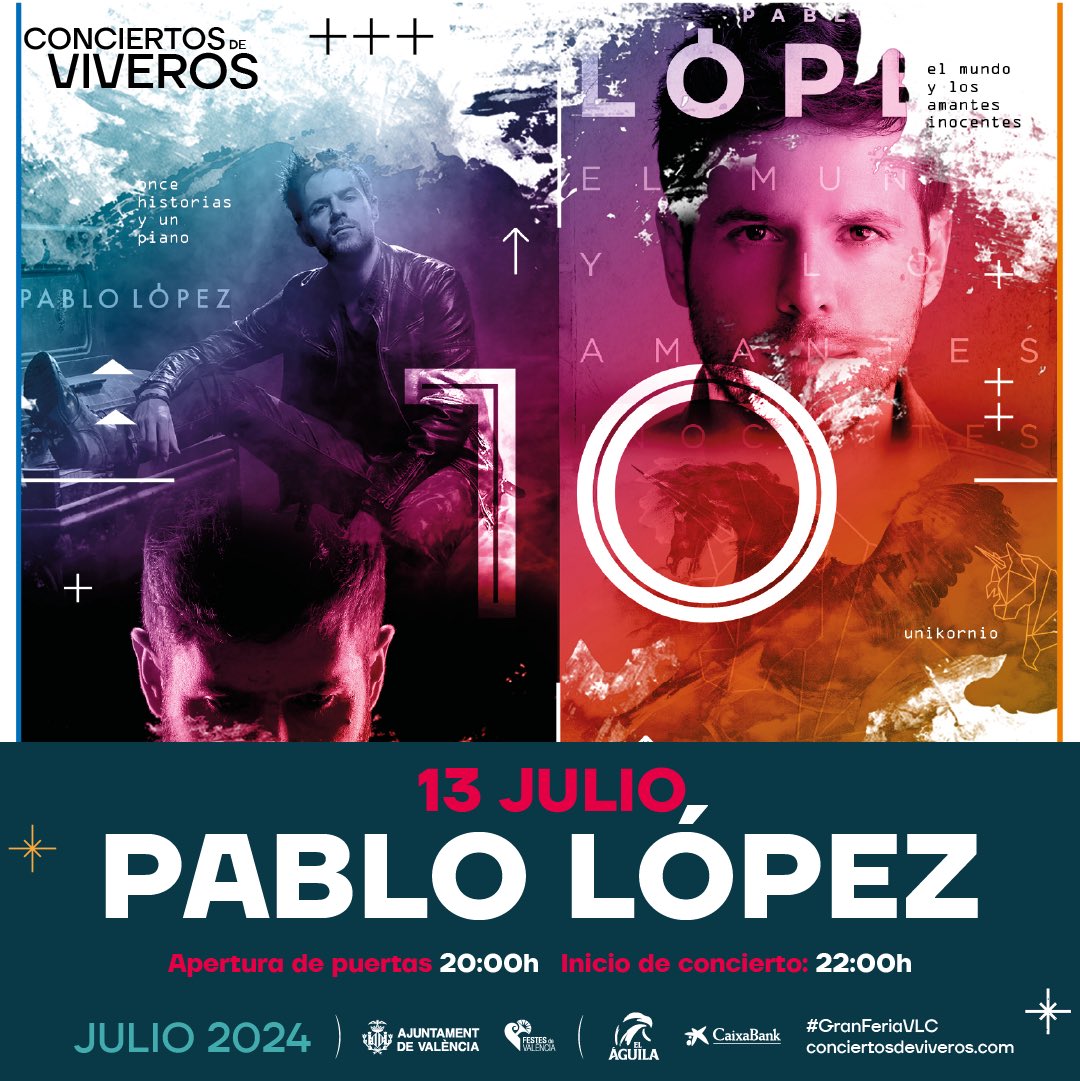 Esta noche PABLO LÓPEZ en los Conciertos de Viveros

Apertura de puertas 20 h . Oferta Gastro de Foodtrucks en el interior del recinto