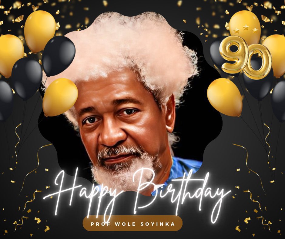 YorubaNationCH's tweet image. Today we celebrate Prof Wole Soyinka on his 90th Birthday. 
HBD Prof Kongi! 🎉