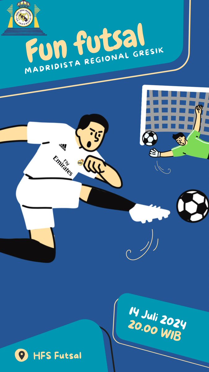 Madrid_Gresik's tweet image. 📺⚽☕🙌 #FunFutsal
ㅤㅤ
Presentado por Peña Real Madrid de Indonesia Gresik:
______________________________________________________________

FUN FUTSAL!! 📅 Minggu, 14 Juli 2024
⏰ 20.00 wib
🚩 Lapangan HFS FUTSAL GKB
🎫 HTM: patungan
ㅤㅤ
Ramaikan PRMI Gresik! ¡VAMOS! 🙌
