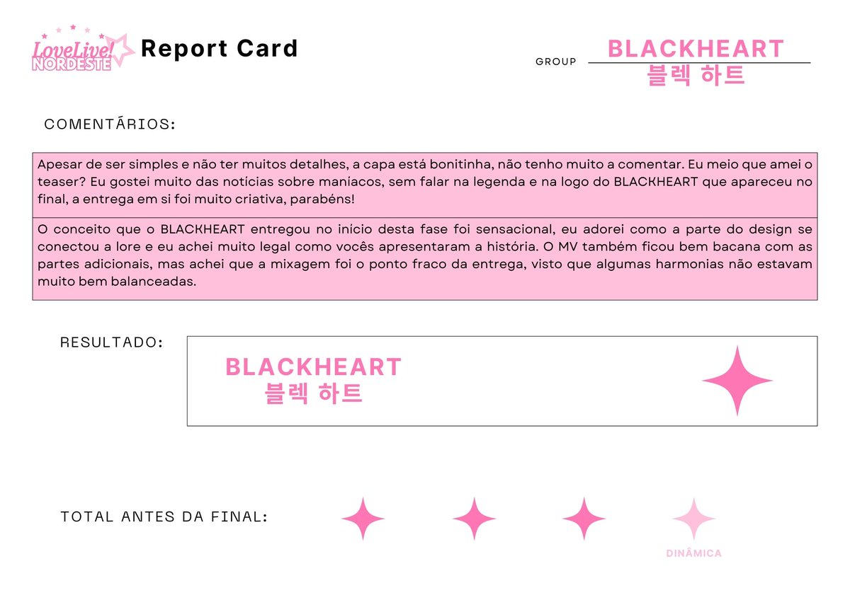 Love Live! Nordeste (@lovelivenr_ofc) on Twitter photo ♡ ⸻ LOVE LIVE! Nordeste
『 REPORT CARD: BLACKHEART <a href="/BLACKHEART_OFC/">BLACKHEART ❤️🔥</a> 』
・Segue abaixo o report card do BLACKHEART nessa missão・
#LLN #LoveLiveNordeste #5thReportCard ♡ ⸻ LOVE LIVE! Nordeste
『 REPORT CARD: BLACKHEART <a href="/BLACKHEART_OFC/">BLACKHEART ❤️🔥</a> 』
・Segue abaixo o report card do BLACKHEART nessa missão・
#LLN #LoveLiveNordeste #5thReportCard