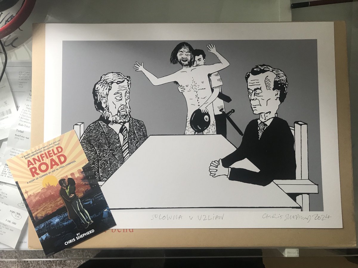chris__shepherd's tweet photo. A #stareout print is on it way to a new home via my ⁦@Etsy⁩ shop with an Anfield Road postcard. More prints here https://t.co/7aOqCb1Yys. Also check out the wonderful array of comics by @thehouseofhatch⁩. The staremaster - Paul Hatcher. https://t.co/UqRh8Cp30u