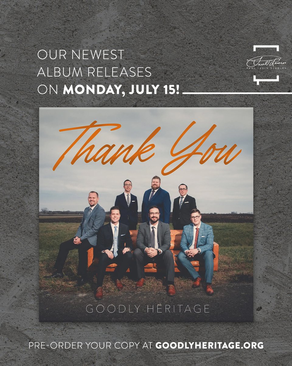 PaulLevinStudio's tweet photo. Our newest music album from Goodly Heritage is releasing this Monday—Visit https://t.co/5HK3yaWmDY to pre-order this uplifting collection of favorite hymns and Gospel songs! Follow @goodheritage24 to stay up to date with the group. https://t.co/ZbPNvB7id5