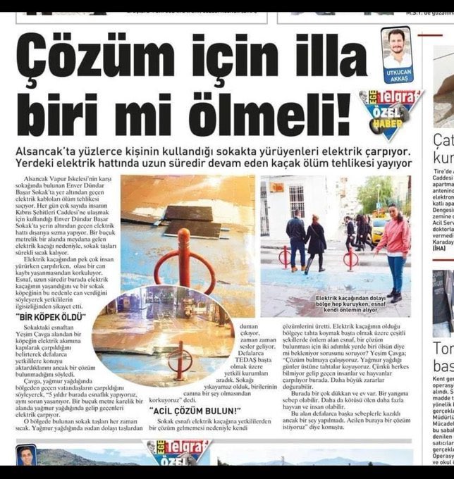 ismailsaymaz's tweet photo. Burası İzmir’in göbeği Alsancak.
İki insan sağanak yağışta caddede yürürken elektrik kaçağına kapılıp can veriyor.
Bu kadar ucuz mu?
Buna kaza diyebilir miyiz?
Bu cinayettir. 
Basın beş yıl önce “Çözüm için illa biri mi ölmeli” diye yazdığı halde birilerinin ölmesini beklemişler. https://t.co/bRKbWaJ6zf