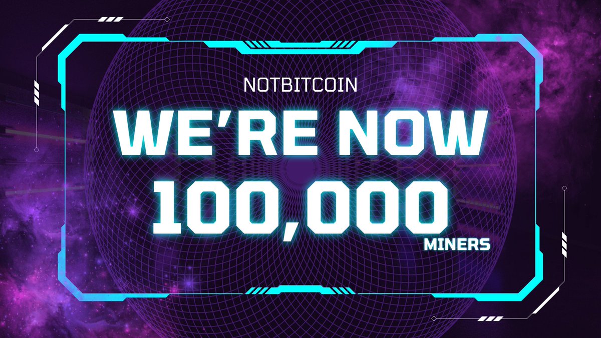 notbitco_in's tweet image. Thank you for being here, a great milestone for NOTBITCOIN 🙌🙌🙌
100,000 miners 🧑‍🏭🧑‍🏭🧑‍🏭
#notbitcoin