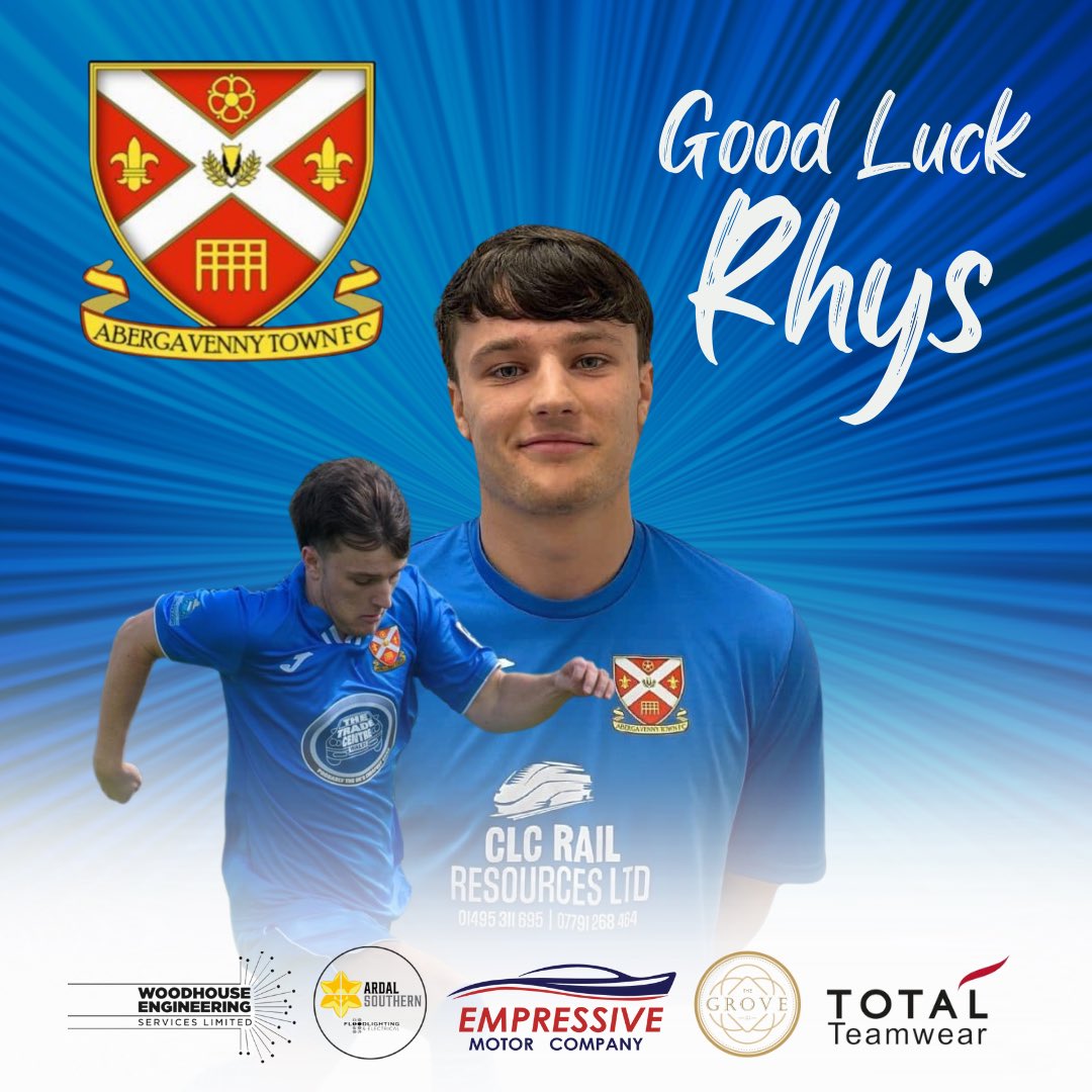 AbergavennyTFC's tweet photo. After 2 brilliant seasons at the club Rhys has moved on and signed for @BarryTownUnited
Everyone at the club would like to wish Rhys all the best and good luck at his new club.
#goodluckrhys
#yourtown #yourclub
#atfc #football #utt
#talkofthetown
Empressive Motor Company
The Grove Skin & Laser Clinic
Woodhouse Engineering Services Ltd
Total Teamwear
Pen-Y-Pound Clubhouse