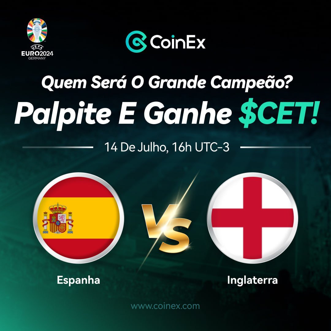 CoinexPortugues's tweet photo. ⚽️🇪🇸🏴󠁧󠁢󠁥󠁮󠁧󠁿 EURO 2024: Espanha x Inglaterra, quem será o grande campeão?

Responda o comentário quem você acha que será o campeão e quantos gols terá na partida usando #ESPxING.

👉 Palpites válidos até o horário de início da partida! 

🎁 500 CET para 2 pessoas, camisa de futebol para 1
pessoa

Junte-se à comunidade e participe de atividades：https://t.co/tzGngcE8IM

#CoinEx #CoinExPortugues #EURO2024