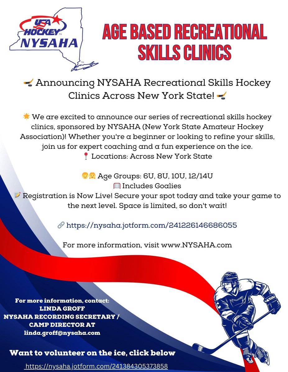 It's never too early to start planning for the new season, especially when it comes to improving your skills. Take your game to the next level by attending one of four Age Based Recreational Skills Clinics taking place around the state in the next few months.