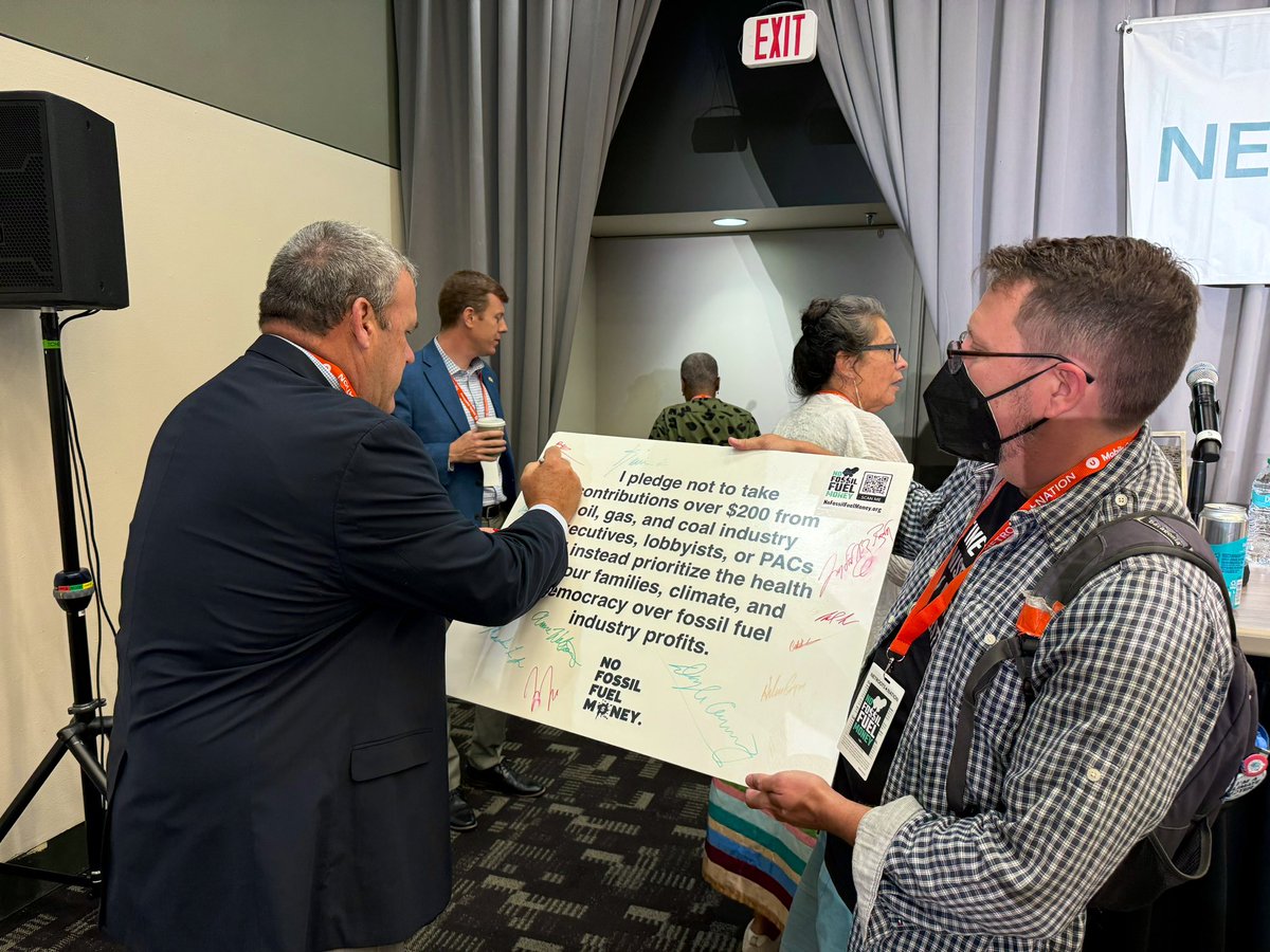 collinrees's tweet photo. Great new #NoFossilFuelMoney signer at #NN24 — Rhode Island Sec. of State @GreggAmore1 rejects oil, gas, + coal dirty money!
He joins hundreds of Rhode Island signers + 4,800 politicians nationally in working for a fossil-free politics to adequately confront the climate crisis. https://t.co/aOTBnFyLEz