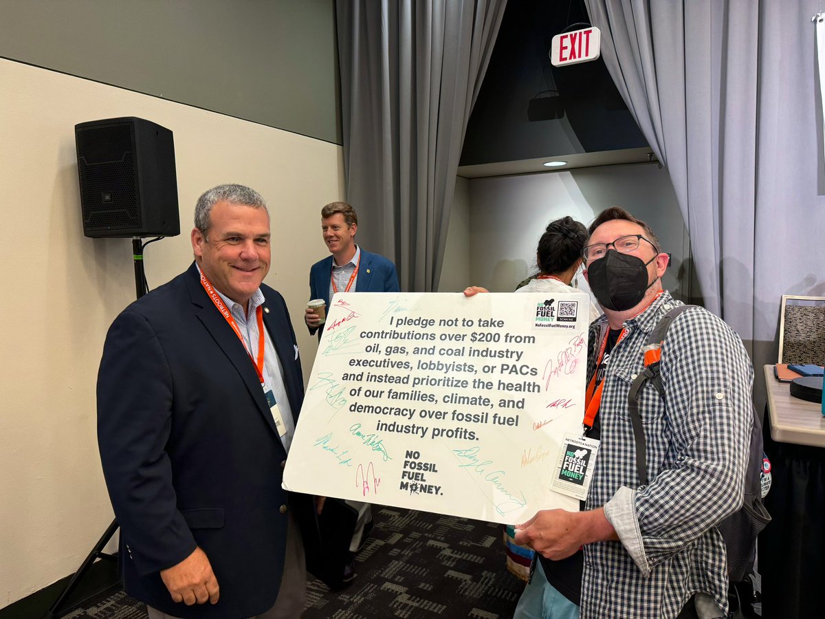 collinrees's tweet photo. Great new #NoFossilFuelMoney signer at #NN24 — Rhode Island Sec. of State @GreggAmore1 rejects oil, gas, + coal dirty money!
He joins hundreds of Rhode Island signers + 4,800 politicians nationally in working for a fossil-free politics to adequately confront the climate crisis. https://t.co/aOTBnFyLEz