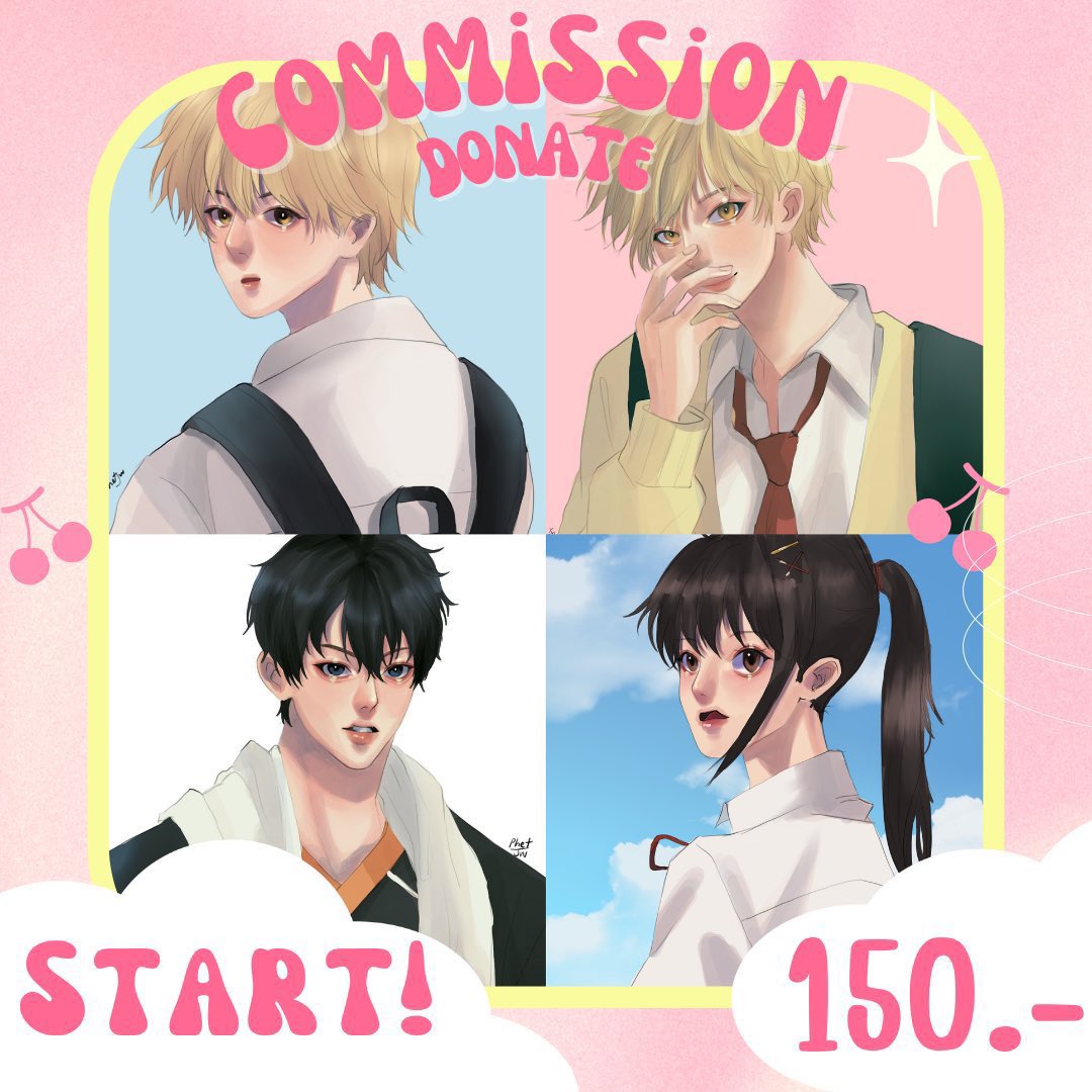 ขอบคุณสำหรับการเปิดโอกาสพื้นที่ในการขายงานนะคะ ฮือๆๆๆ 

สวัสดีค่ะ รับคมช. อยู่ตลอดเสมอนะคะ ไม่เคยปิดรับเลย รับทั้งเรทราคาปกติ และ แบบโดเนทเลยคั้บ (เรทโดเนทจะได้แค่ หัว-อก บรีฟท่าทางได้ สีพื้นหลังได้คั้บ) ตอนนี้คิวว่างนะคะ งานเร่งก็รับนะคะฮือๆๆ ฝากด้วยนะคั้บ💞🙏🏻🥺