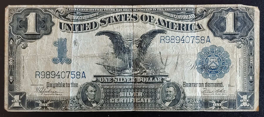 AllNations1949's tweet photo. U.S.A. P#338c VG 1899 $1 Silver Certificate Lot 215 in our auction Saturday 13th July 2024 #$1BankNotes #SilverCertificate #USABanknotes
https://t.co/aLBapCgV3n https://t.co/78mRw5w5Pl