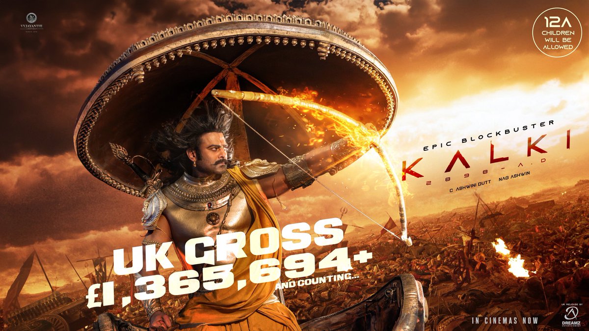 ManyuCinemas's tweet photo. UK gross till now £1,365,694+ and counting… 🔥🔥🔥🔥
#Kalki2898AD WW 1000 Crores ❤️🔥❤️🔥
#EpicBlockbusterKalki
Release By @TeamDreamZE
#Kalki2898AD #ForTomorrow #RepatiKosam #Prabhas #NagAshwin #DeepikaPadukone #AmitabhBachchan #KamalHassan #Kalki2898ADinUK @VyjayanthiFilms @Kalki2898AD