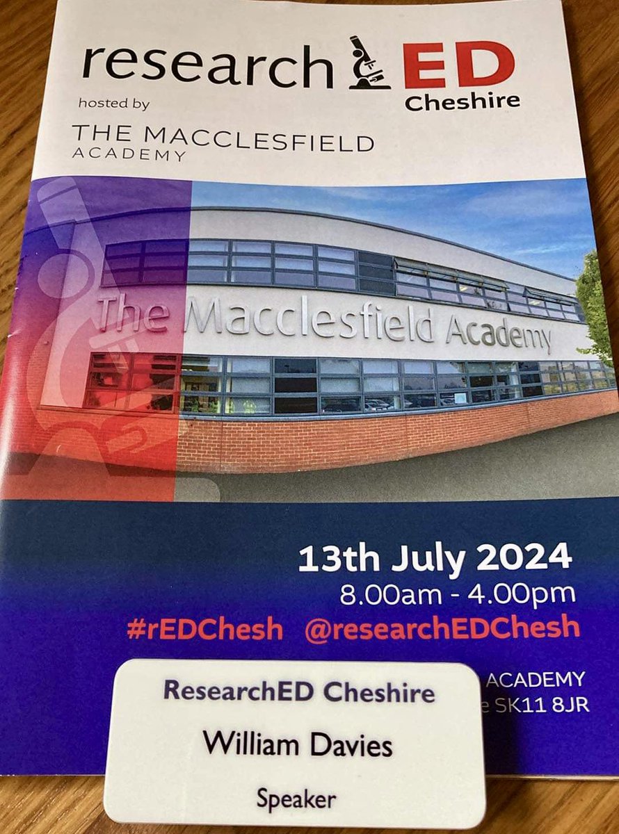 WB_Davies's tweet photo. What a day! An absolute privilege to be a speaker at @researchEDChesh for the first time. Proud to talk about the things we’ve learnt and achieved as a school in recent years on T&amp;L culture. A huge congratulations to @icpjones and @Mjogalvin1 for pulling it all together. https://t.co/Dhw5ndhDSf