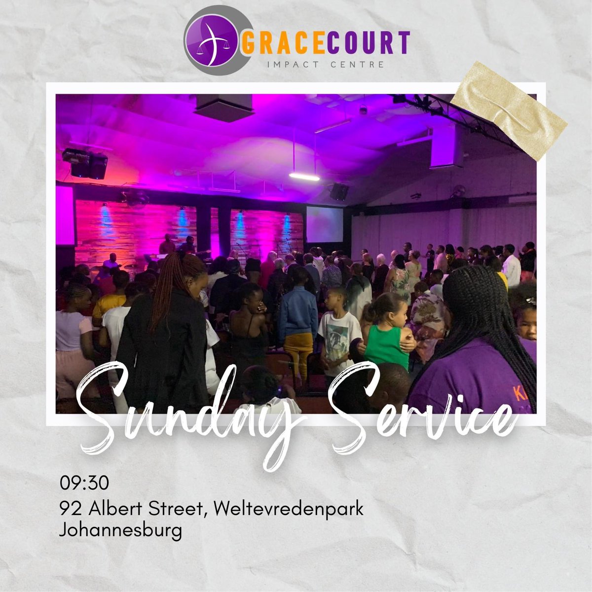 GraceImpactZA's tweet photo. Tomorrow is Sunday! 
We cannot wait to worship together. See you in the sanctuary, family. https://t.co/HoLC6QsEaY