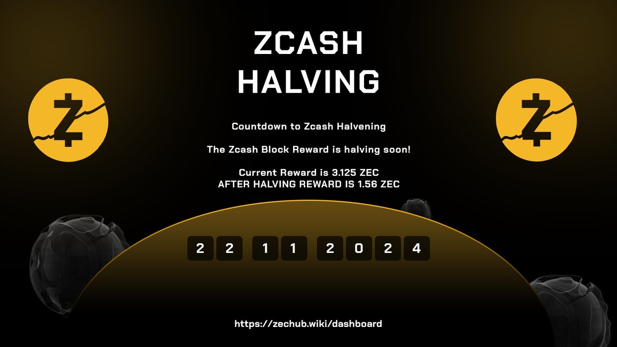 The #Zcash Halving Approaches ⓩ ···················· 90%  https://t.co/flALvgNNBe