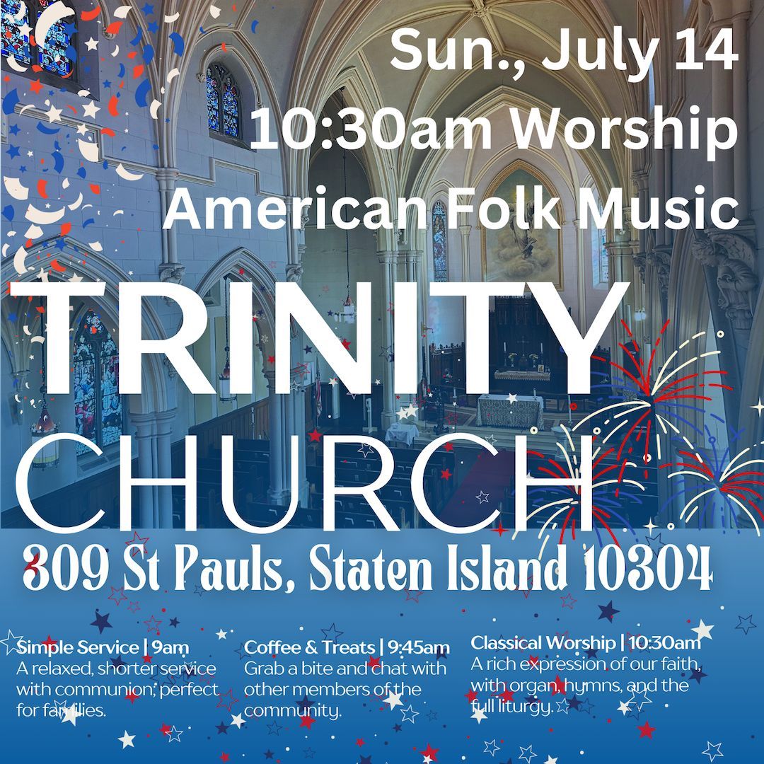 TrinityLCSI's tweet photo. Join us this Sunday at 10:30am for some toe-tapping, heart-warming American Folk Music as part of our classical service with holy communion.  Songs from the Sacred Harp, Pete Seeger and others. Come on down and praise the Lord! https://t.co/L6beLNtiA9