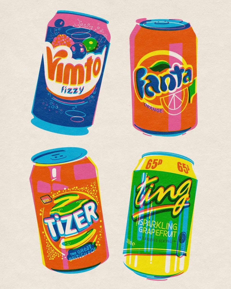 gillustration's tweet photo. Fizzy drinks by Becky Mann
https://t.co/wB6DmzMZDO
#riso #risography #risographprint #risographprinting #drinkillustration #fizzydrinks #vimto #fanta #ting #tizer #foodanddrinkeditorial #itsnicethat #illustrationbee #picame #illustration_daily #illustrationbrainy https://t.co/cuA6QEGTiz