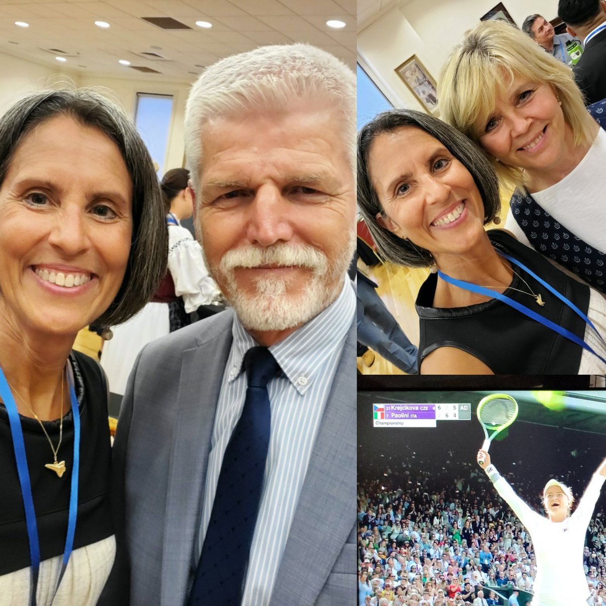 IndiraFeustel's tweet photo. We had the immense honour to meet the wonderful #CzechPresident, Petr Pavel @prezidentpavel and First Lady, Eva Pavlová @CzechCMHouston President's Reception. Having a #Czech, @BKrejcikova, win her first @Wimbledon today is extra special. Gratulujeme, Barboro! ❤️🇨🇿❤️🎾 https://t.co/RKWgHTOBxA